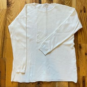 Vila Milano size Large Cream colored long sleeve ribbed tunic length sweater